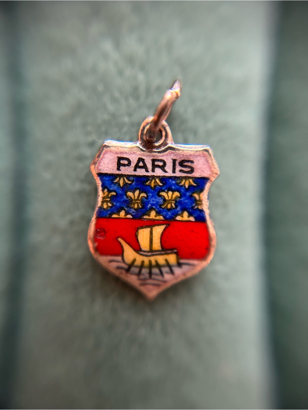 Sterling silver enamel Paris shield charm 925